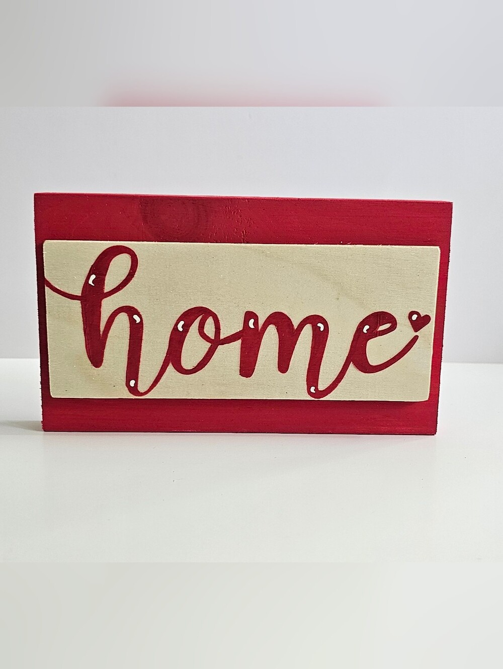 Wood Home Sign Red Lettering - Picture 3 of 6